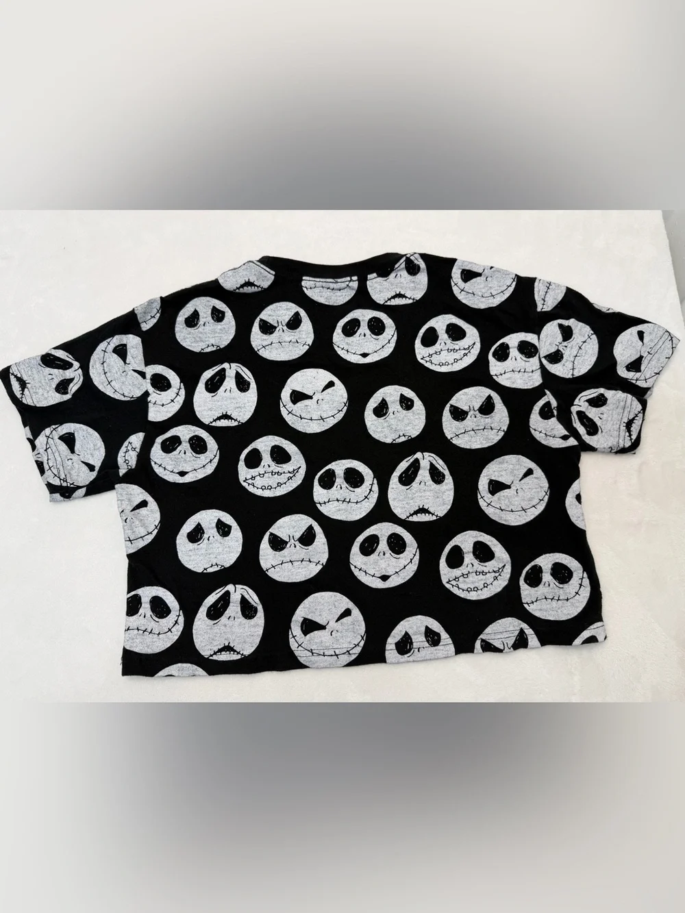 Disney Nightmare Before Christmas Jack Skellington Crop Top Shirt Size M Black